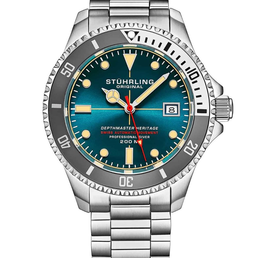 Stuhrling Original Mens Swiss Automatic Stainless Steel Professional DEPTHMASTER